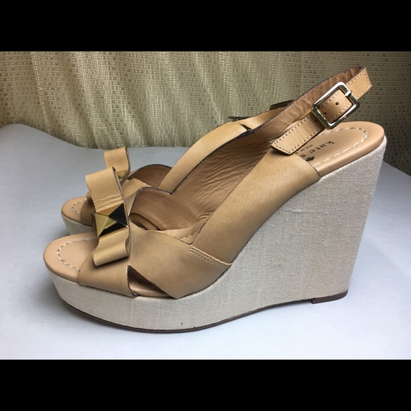 Kate Spade New York Tan & Gold  Wedges Sz:8.5M - Picture 3 of 8